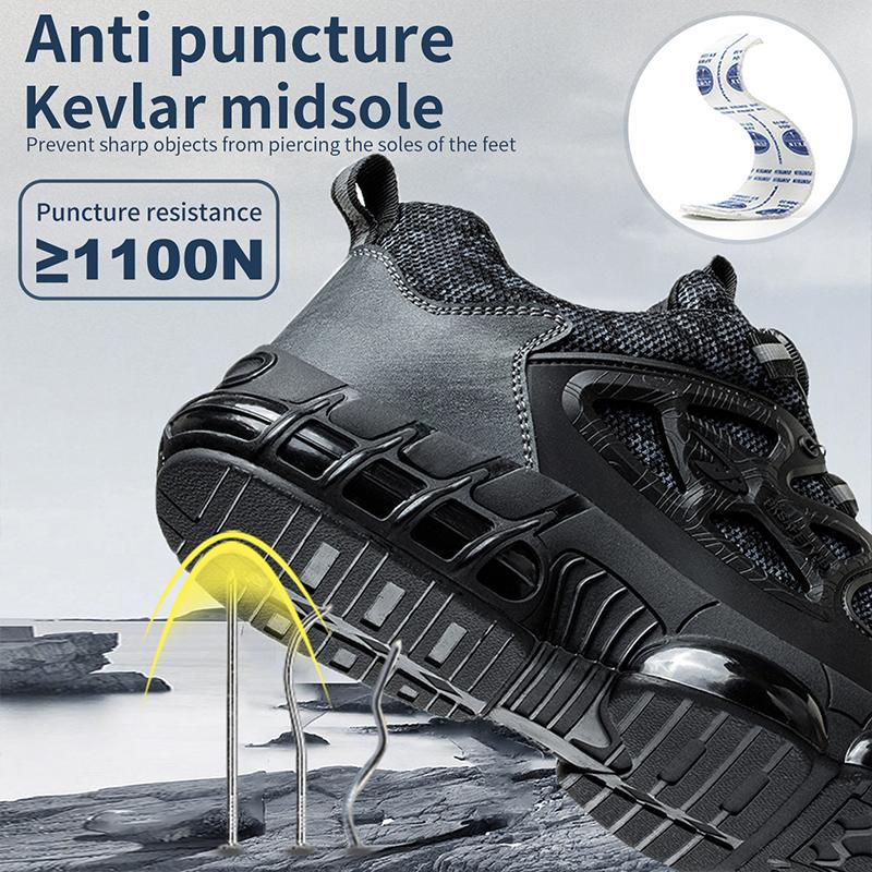 New Rotating Button Safety Boots Men Work Sneakers Anti-smash Indestructible Shoes Steel Toe Protective Boots Anti-puncture Work Safety Shoes