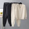 Autumn and Winter New Sweater Harem Pants Suit Casual Sweater Pullover Two-piece Set