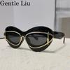 Cat Eye Sunglasses Women 2024 Luxury Brand Designer Vintage Y2k Punk Sun Glasses For Men Double Frame Retro Eyewear Shades UV400