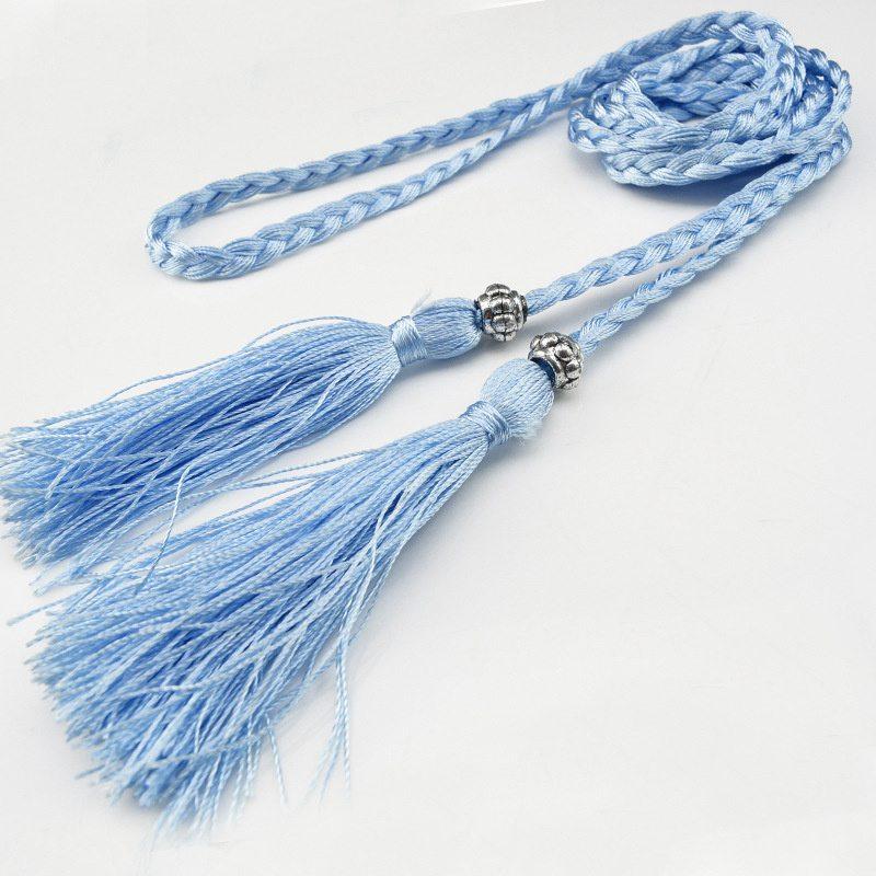 Women's Belt Woven Tassel Waist Strap Student Belt Thin Waist Chain Bow Rope Skirt Knotted Decorative Korean Style