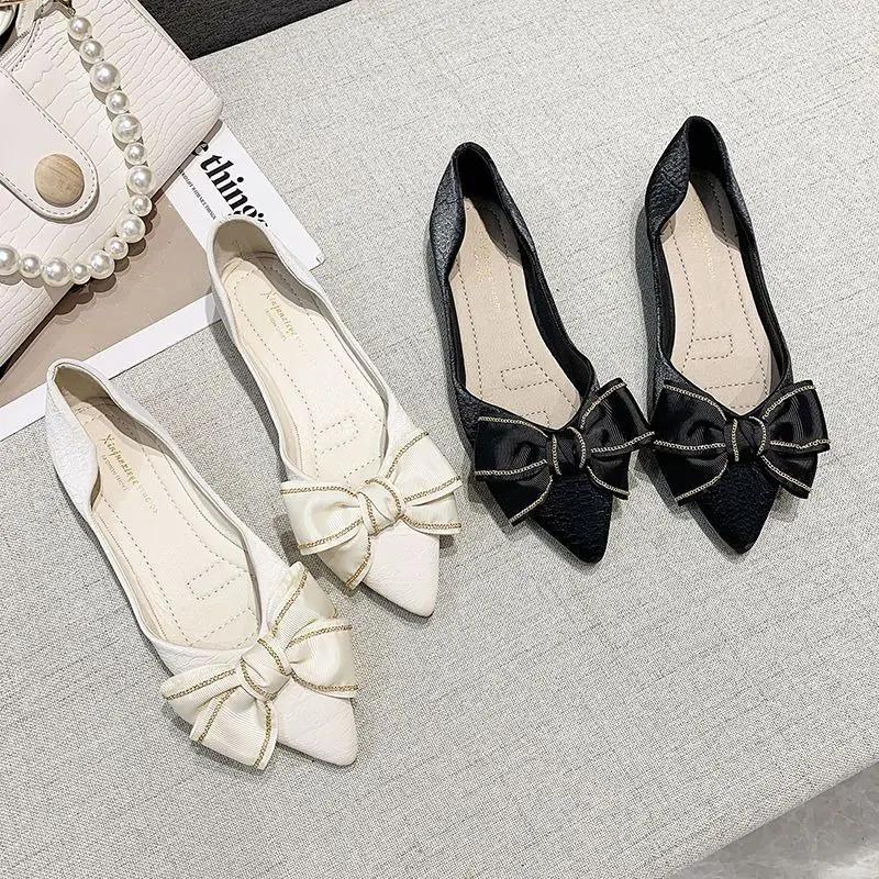 Woman Flats Non Slip Shoes for Women Fashion With Bow Stylish On Promotion Vacation High Quality a 2024 Summer Discount