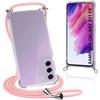 Case with Strap - BOOLING - for Samsung S21 FE - Flexible - Transparent-Pink - Shockproof