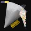 50pcs Clear Cone Candy Storage Bags Cones Transprant Plastic Bag Popcorn Candy Bags for Baby Shower Wedding Party Bags Supplies