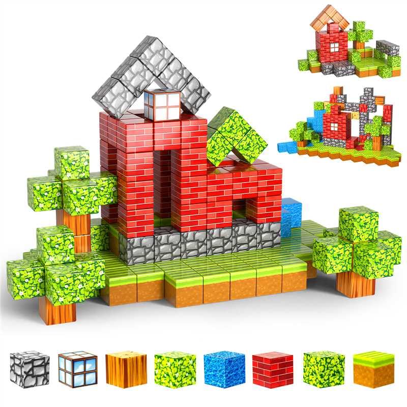Magnetic Building Magnetic DIY Building Educational Magnetic Elementary School Kindergarten Graduation Christmas Gift Blocks, Minecraft-Style Toys,