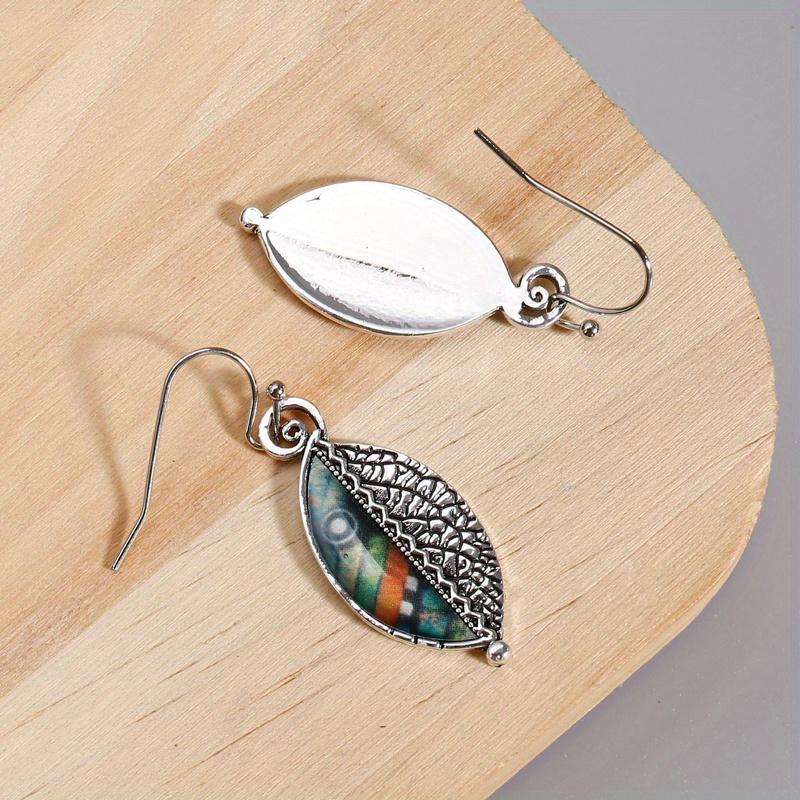 Abstract Leaf Shaped Dangle Earrings 925 Sterling Silver Zinc Alloy Ear Jewelry Boho Vintage Style For Women Earrings