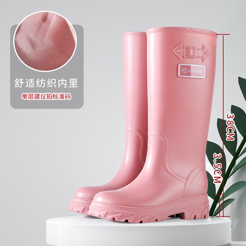 Fashion Rain Shoes Women's Non-slip New High Rain Boots Adult Rubber Shoes with Velvet and High Water Shoes