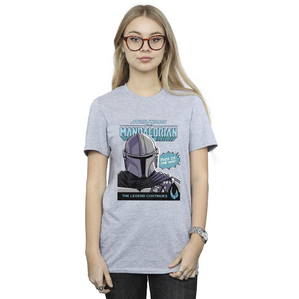 Star Wars The Mandalorian Womens/Ladies Mando Comic Cover Cotton Boyfriend T-Shirt
