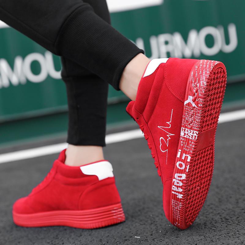 New Four Seasons Couple Plus Size 35-44 High Top Sneakers Fashionable, Lightweight, Comfortable, Versatile Skateboarding Shoes