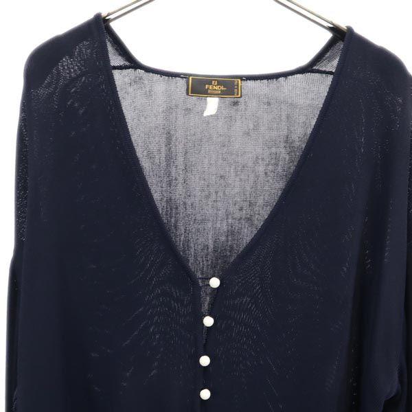 Fendi Long Sleeve Made In Italy Cardigan 36 Navy Women Used