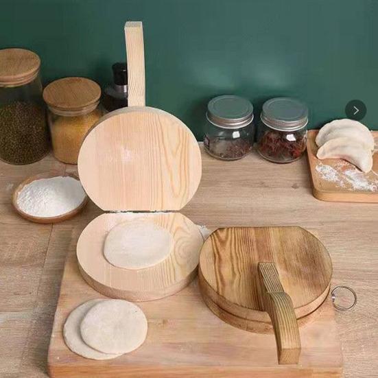 Dumpling Skin Maker Wooden Dumpling Press Handmade Tortilla Maker Dough Pressing Tool for Home Kitchen