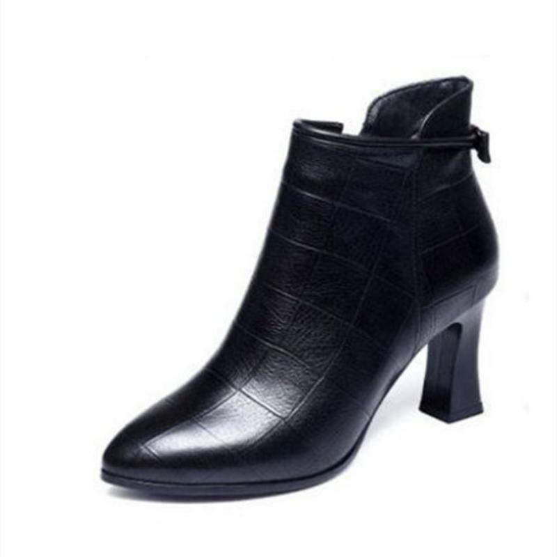 Botas Femininas Women Fashion Sweet High Quality Black Patent Leather Ankle Boots Lady Classic Comfort Autumn Party Shoes A57