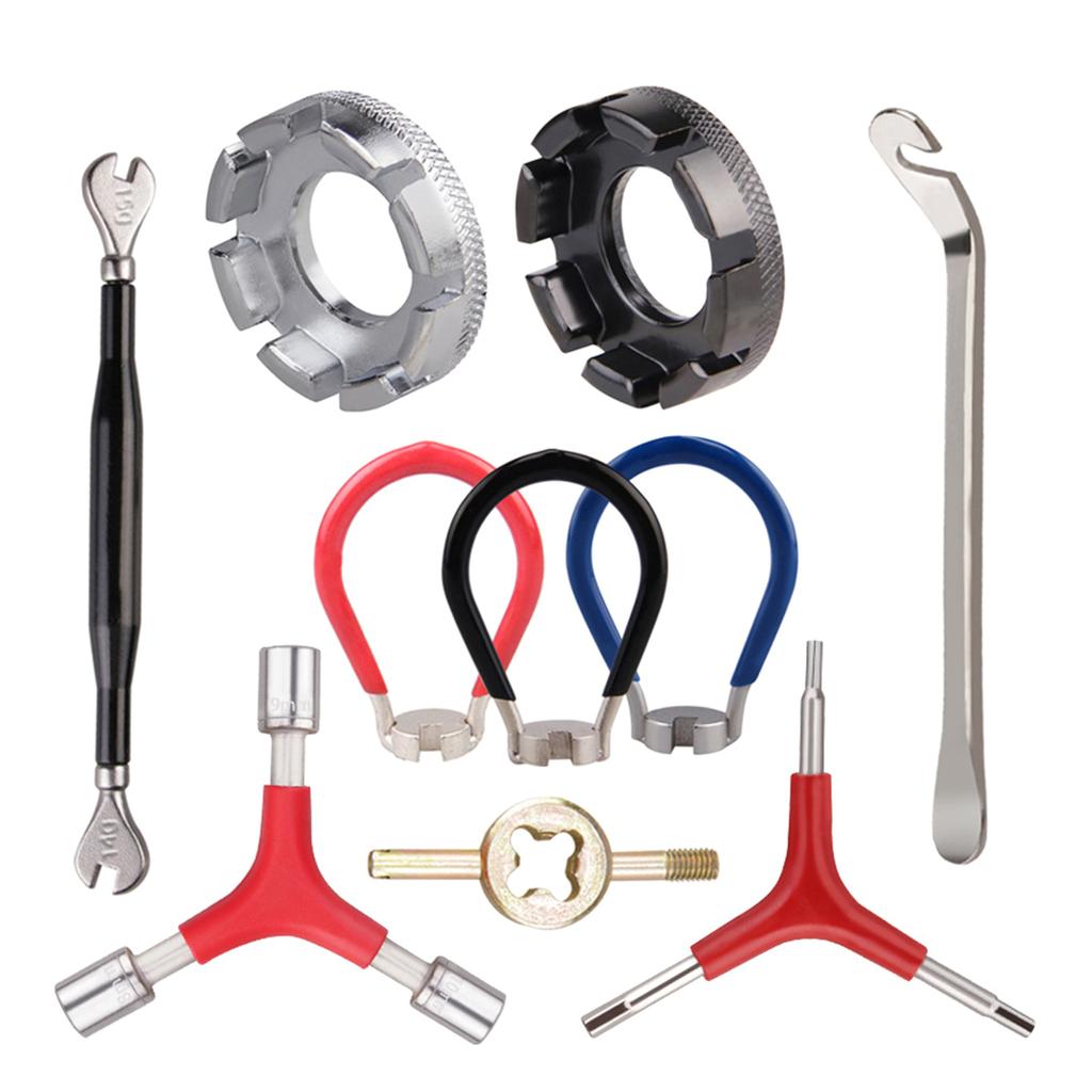 10 Pack Bike Spoke Wrench Tool Kits Including Bicycles Spoke Wrench Double-Headed Spoke Wrench Socket Wrench with Handle