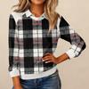 Ladies' Plaid Printed Casual Long Sleeved Sweatshirt Top