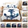 3D Single/double Bed Ship Anchor Bedding Set for Boys' Room Down Duvet Cover 2/3pcs DE135 * 200 Full Size Microfiber Soft Home Textile