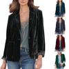 Women's Fashion Long Sleeve Gold Velvet Solid Casual Loose Cardigan Coat