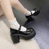 Fashion Platform Pumps for Women British Style Super High Heels Buckle Strap Mary Jane Shoes Fashion Thick Heeled Lolita Ladies Shoes