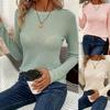 Women's Autumn Top Slim Fit Versatile Long Sleeved Round Neck Women's Woven Top