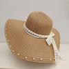 Summer New Sun Hat Bow Grass Hat Sun Protection Vacation Lace Travel Hat Beach Fashionable Fisherman Hat