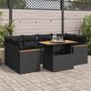 VidaXL Garden Furniture Set 6 Pcs with Cushions Black Braided Resin Acacia 3327450