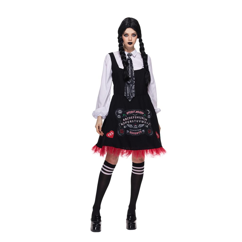 Женский костюм для спиритической доски для взрослых, жуткая доска для спиритических сеансов, школьное платье с рубашкой, галстуком и чулками