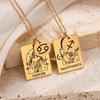 Htpwe Stainless Steel Twelve Zodiac Signs Pendant Necklace Women's Plated 18k Gold Couple Holiday Gift Necklace Party Zircon