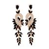 Water Droplet Shaped Retro Long Leaf Tassel Alloy Diamond Inlaid Elegant Temperament Earrings