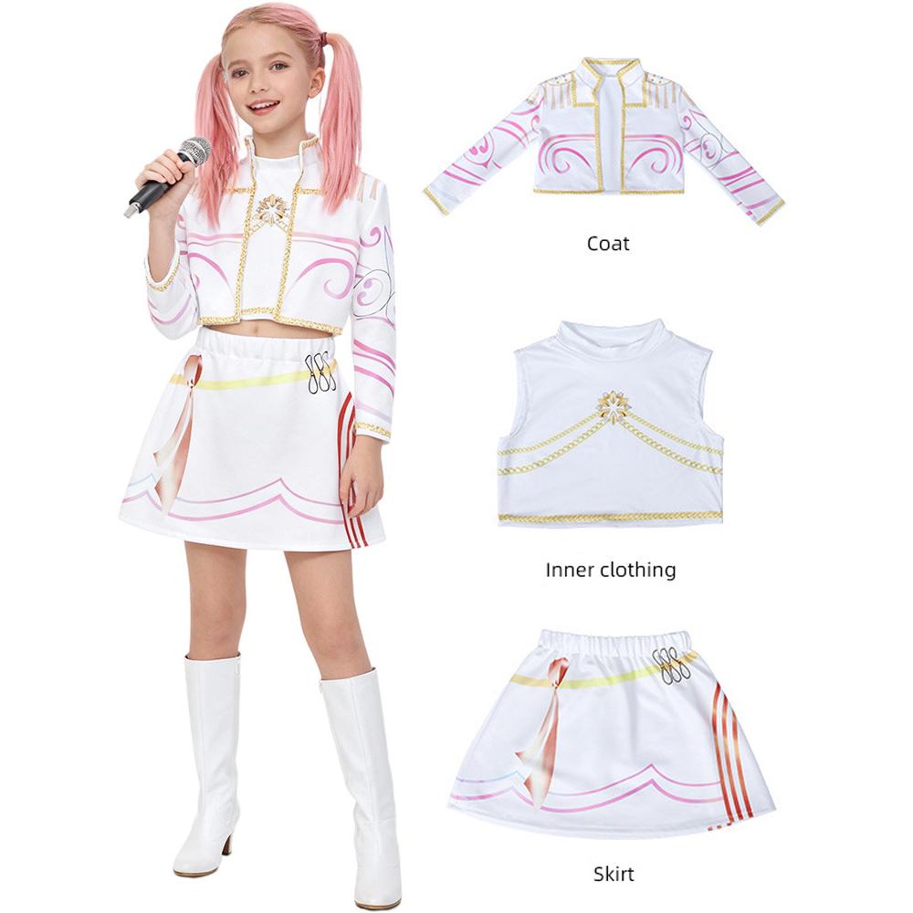 K-Pop Rumi Zoey Mira Demon Hunters Cosplay Costume for Girl Halloween Stage 3D Printed Pattern Role Play Clothes