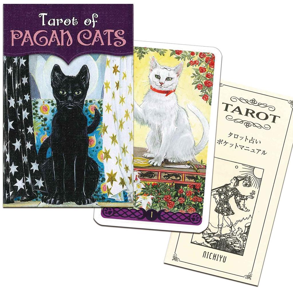 Tarot Cards Mini Size Fortune Telling 78 Cards Miniature Tarot of Pagan Cats Tarot Cards with Japanese Booklet "pocket Manual"