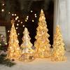 Glitter Christmas Tree Table Lamp LED Light-Up Decoration with Star Topper Festive Centerpiece for Home & Office Decor