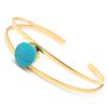 [Q2560] - Designer Steel Bracelet 'Boho' Turquoise Gold - 65 Mm - 12 Mm