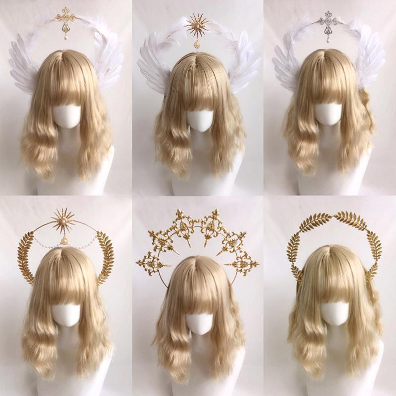 1 комплект Halo Crown Angel Feather Wings головной убор Halo Goddess головной убор KC головной убор аксессуары для головных уборов Готическая Лолита