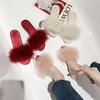 Summer Flat Bottom Furry Slippers Female Fashion Low Heel Sandal Drag Feather One Word Drag