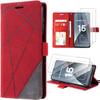 Case with 2 Tempered Glasses for Xiaomi 15, Scratch-Resistant 360 Degree Protection Shockproof PU Leather Wallet - Red
