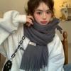 Warm Winter Cashmere Scarf Solid Color Shawl Wrap Fashion Long Tassel Scarves  Women