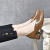 Spring and Summer Fashion Versatile Light Mouth Single Shoes Women's Thick Heel Pointed Middle Heel Women's Leather Shoes