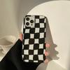 Creative Black and White Plaid Phone Case for iPhone 13 iPhone 15 iPhone 16 Pro Max