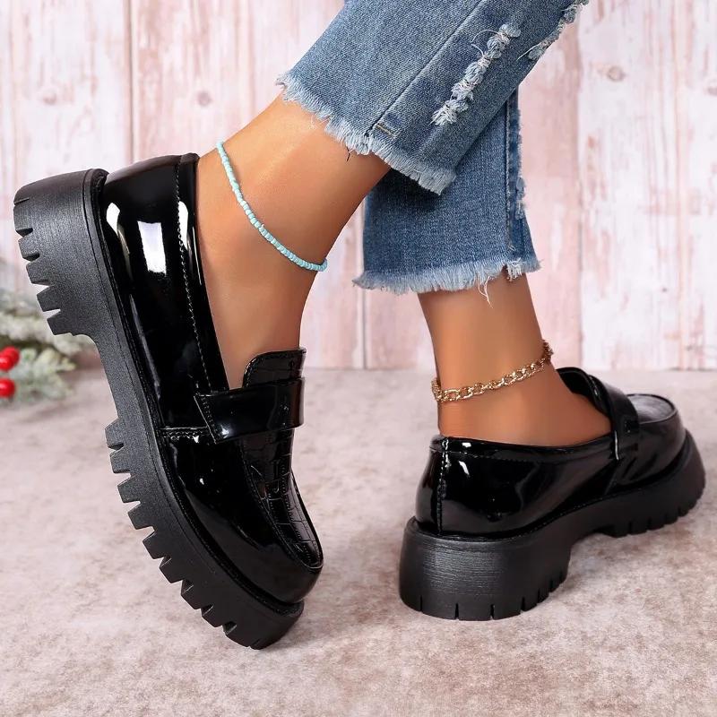 Fashion 2025 Shoes Female Loafers Women's High Heels Plus Size Office & Career Pumps Women Solid Round Toe Med Heel Slip On Shoes Women