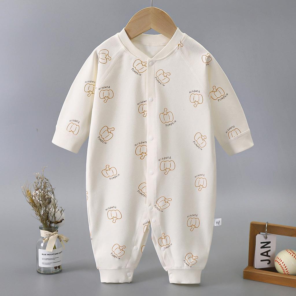 KIDDIEZOOM Baby Boy Girl Long Sleeved Spring and Autumn Baby Onesies 100%cotton Baby Crawling Clothes, Boneless Single Breasted Clothes