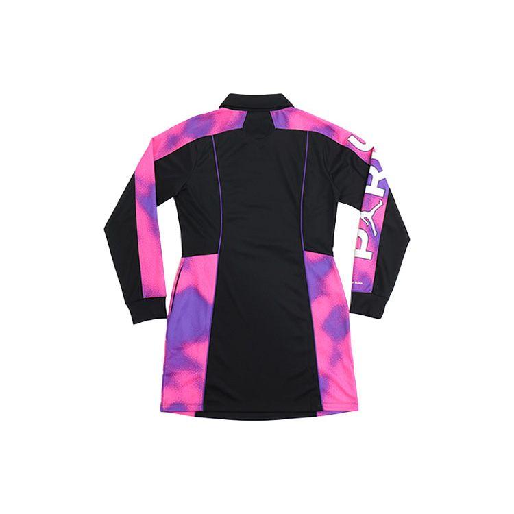 Air Jordan Paris Saint Germain Casual Sports Knit Long Sleeve Dress Women Dresses Black CZ7502-010