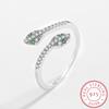 Fashion 925 Sterling Silver Jewelry Irregular Double Snake Head Emerald Couples Rings for Women Sterling Silver Anniversary Gift Jewelry