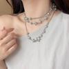 Silver Gray Imitation Pearl Necklace Women Long Sweater Chain Stacked Necklace Luxury Clavicle Jewelry  Accessories
