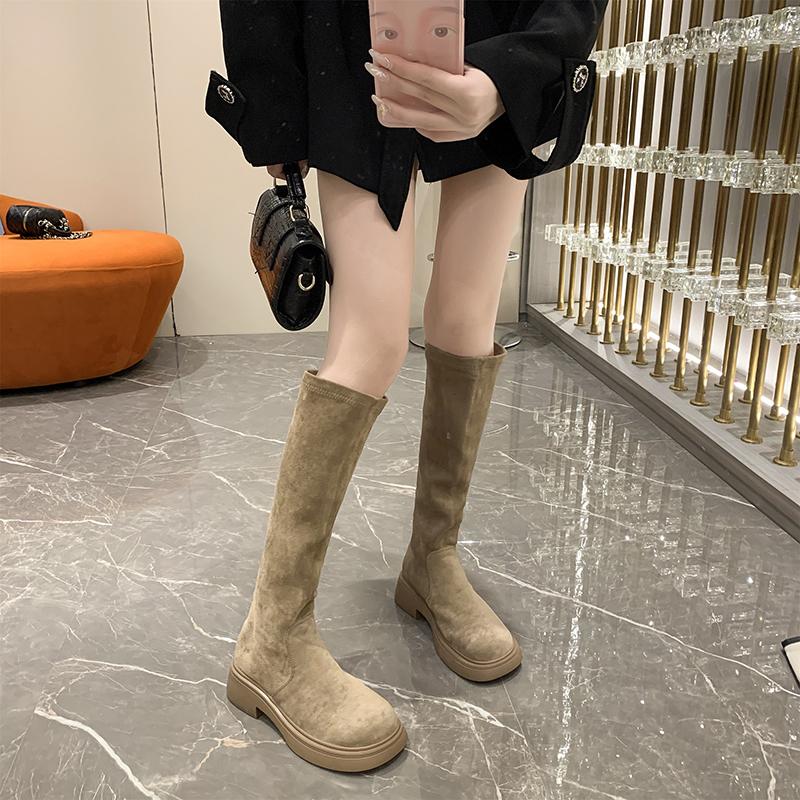 2024 Hot Sale Round Head Outdoors Winter Women's Snow Boots Solid Color Casual Comfortable Waterproof Women Knee Length Boots