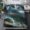 3D Space Planet Bedding Set Romantic Starry Sky Quilt Cover Pillowcase 2/3pcs Men's Teenagers Space Fan Cover Gift