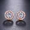 1 Pair of Fashionable Round Inlaid Rhinestone Women's Earrings Gold-plated Silver Rose Gold Wedding Earrings Holiday Banquet Jewelry Accessories