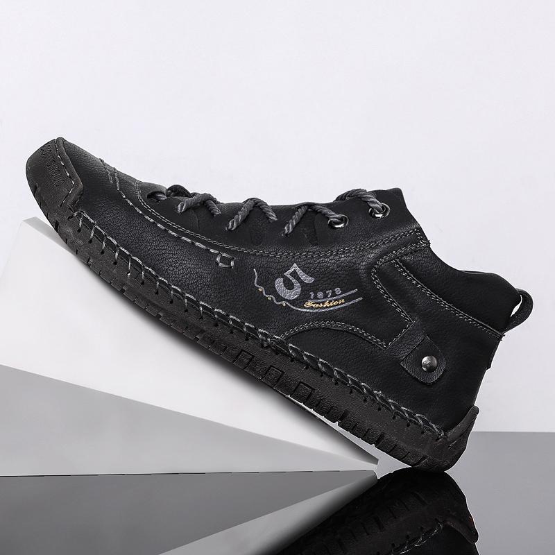 Men's Hand-made Super Fiber PU Rubber Soft Sole Lightweight Wear-resistant Non-slip Casual Shoes