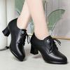 Spring Autumn Women's Pumps Deep Mouth Pumps Shoes Woman Genuine Leather Lace Up Single Shoes Mother High Heels Shoes