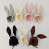 Korean Cute Cartoon Bunny Bear Ear Newborn Hat Beanie Spring Autumn Toddler Cap Turban with Strap for Infant Baby Boys Girls