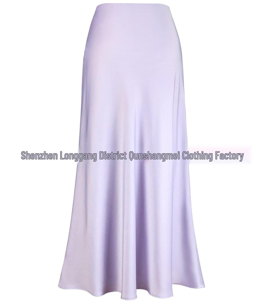 Elegant High Waist Fishtail Satin Midi Skirt for Women