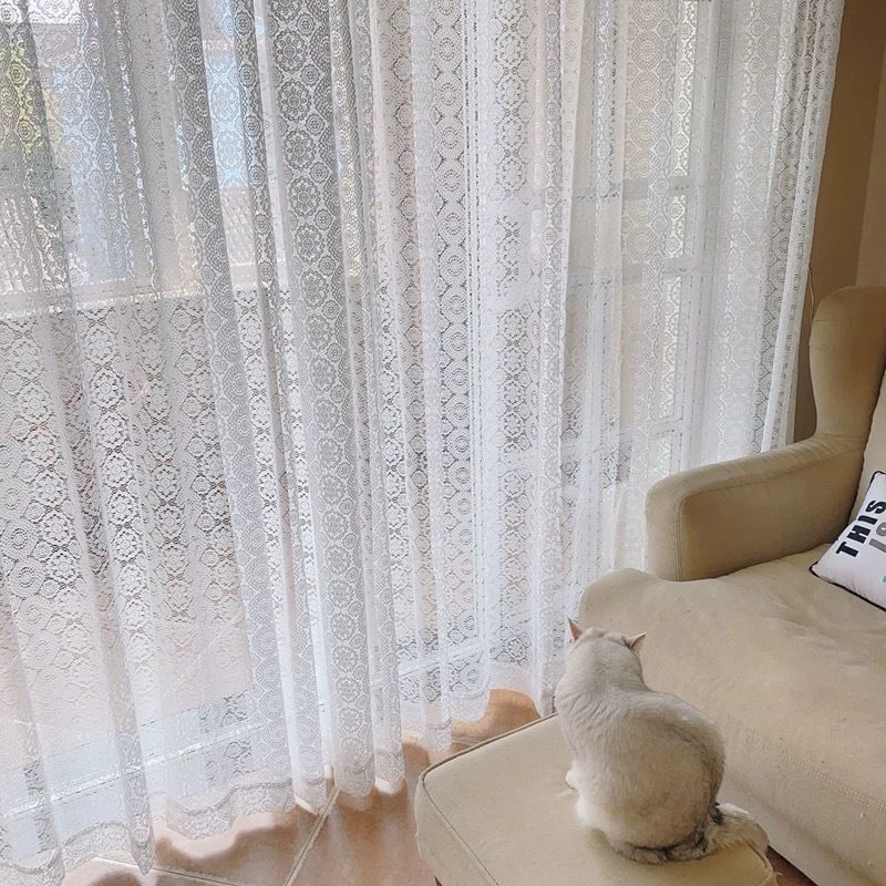 Light Filtering Embroidered Sheer Curtains European Style Lace Window Screen for Living Room Bedroom Balcony Bay Window