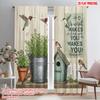 2pcs 2D Flat Printing Drapes Hummingbirds Birdhouse Nature Polyester Fabric Without Electricity 0 Perfect for Holiday Parties